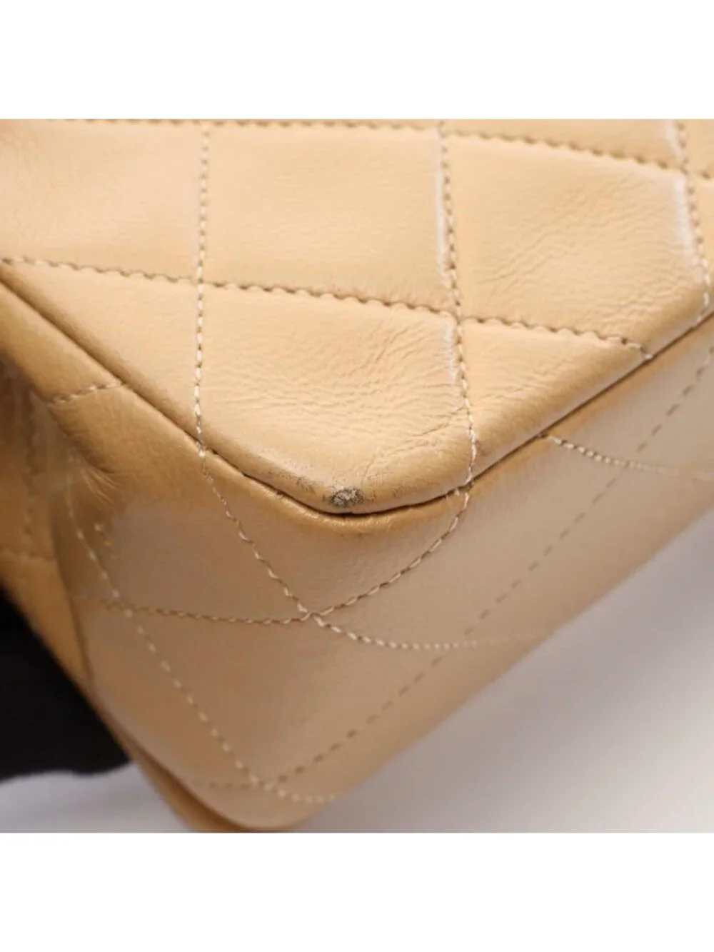 Chanel Shoulder Bag Mini Quilted Full Flap Beige Lambskin Chain